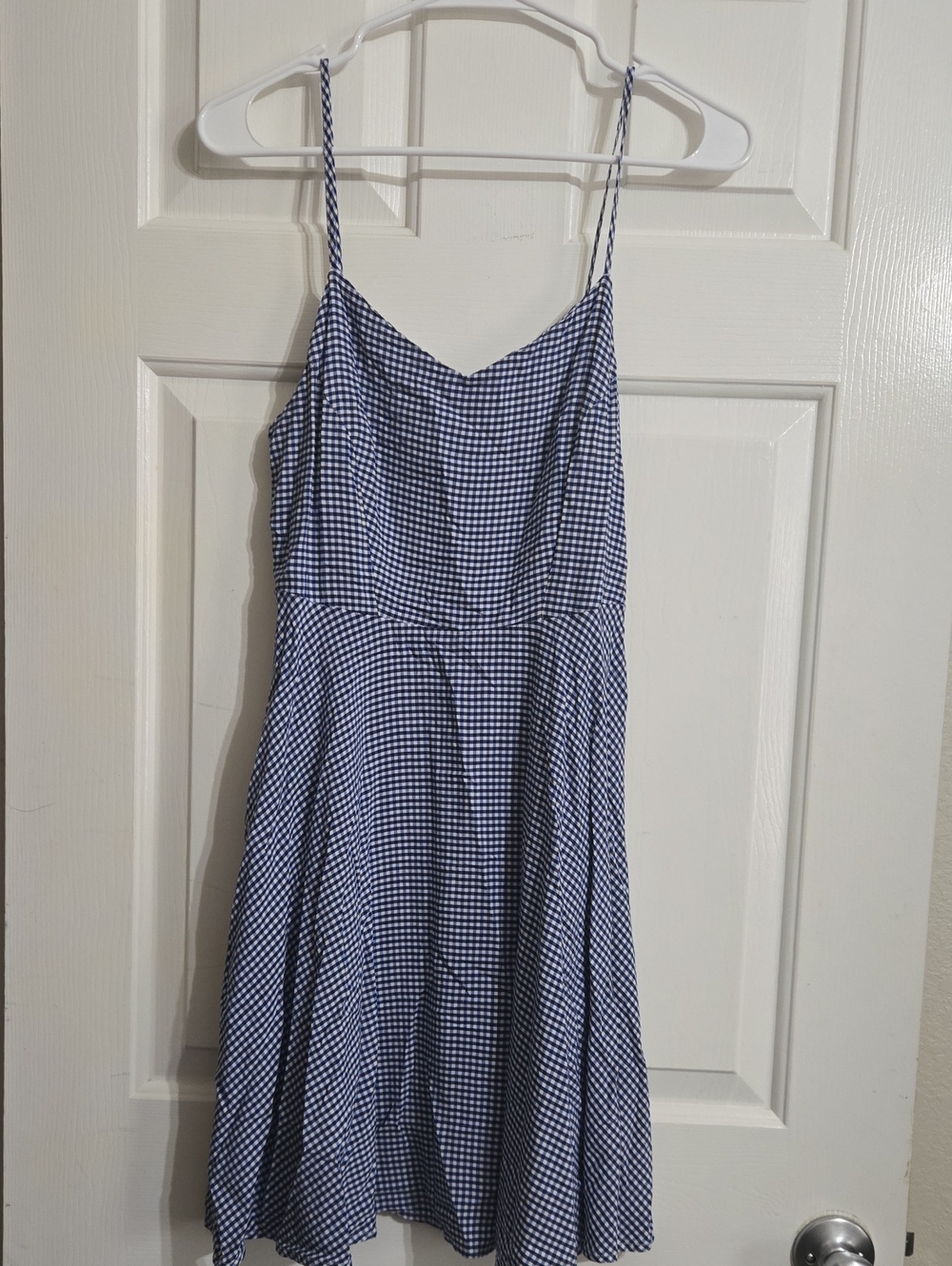 Old Navy Blue & White Gingham Spaghetti Strap Mini Dress